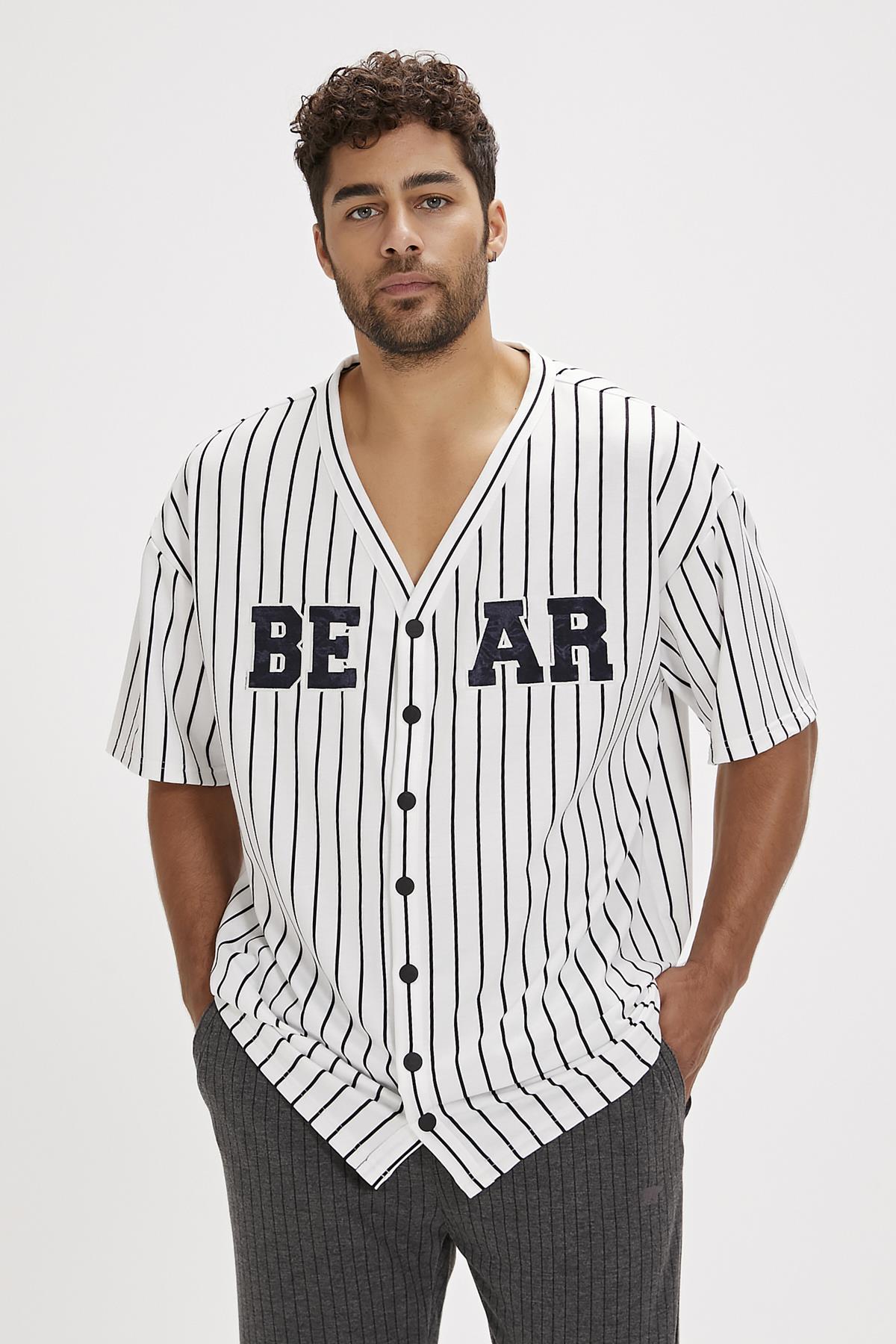 Homer Beyaz Baskılı Erkek Gömlek