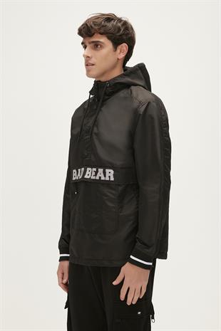 Hurricane Windbreaker Siyah Kanguru Cep Erkek Rüzgarlık