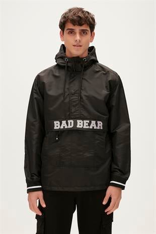 Hurricane Windbreaker Siyah Kanguru Cep Erkek Rüzgarlık