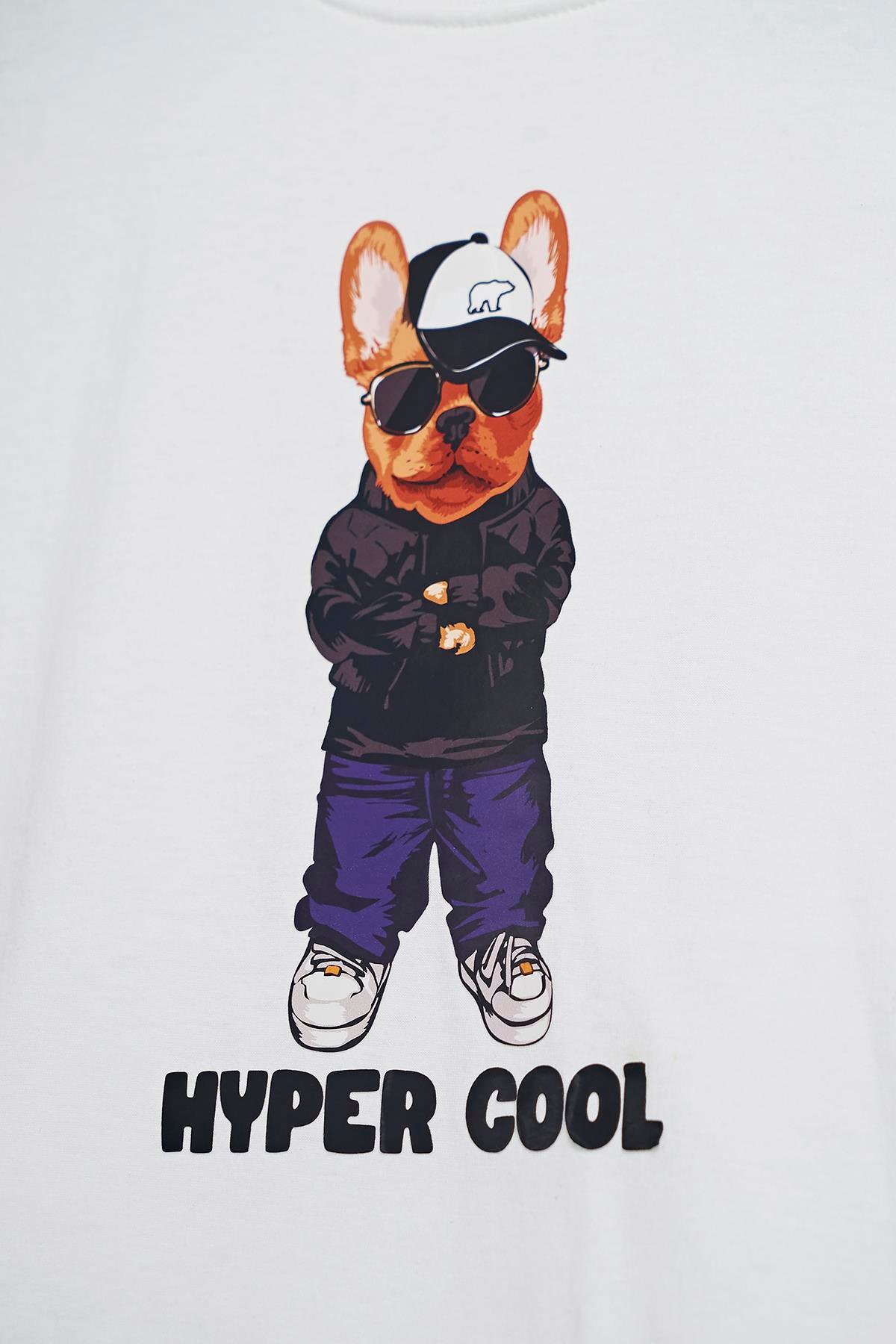 Hyper Bear Beyaz Baskılı Çocuk Tişört