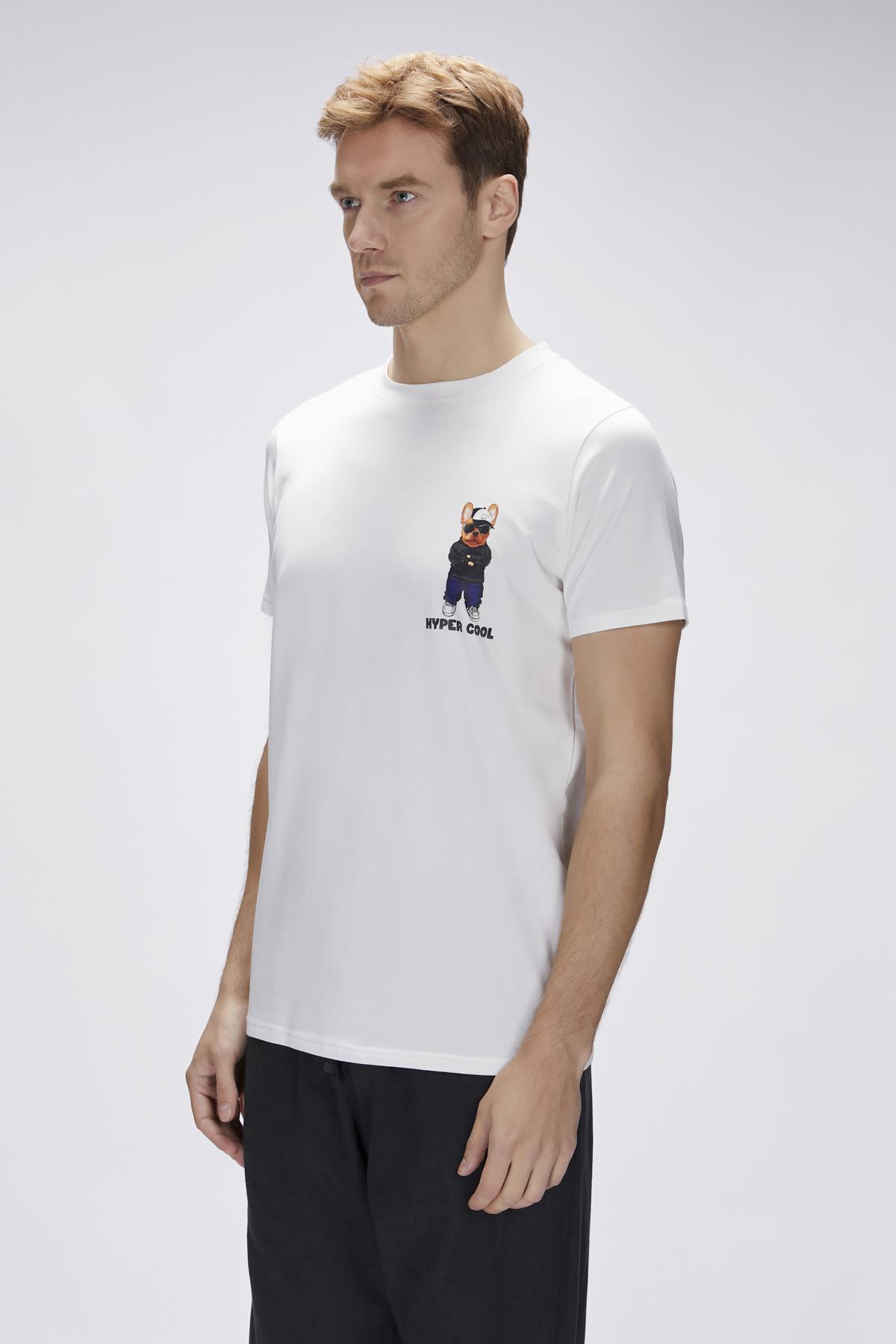 Hyper Beyaz Erkek Baskılı Tişört