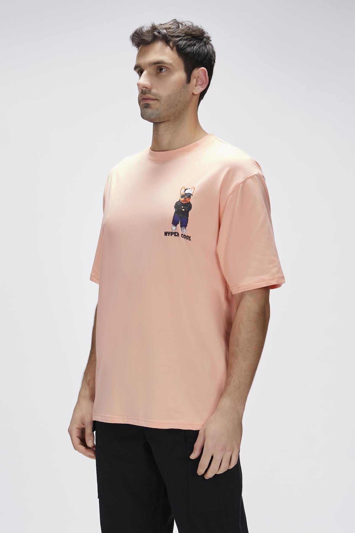 Hyper Mellow Peach Mens Printed T-Shirt