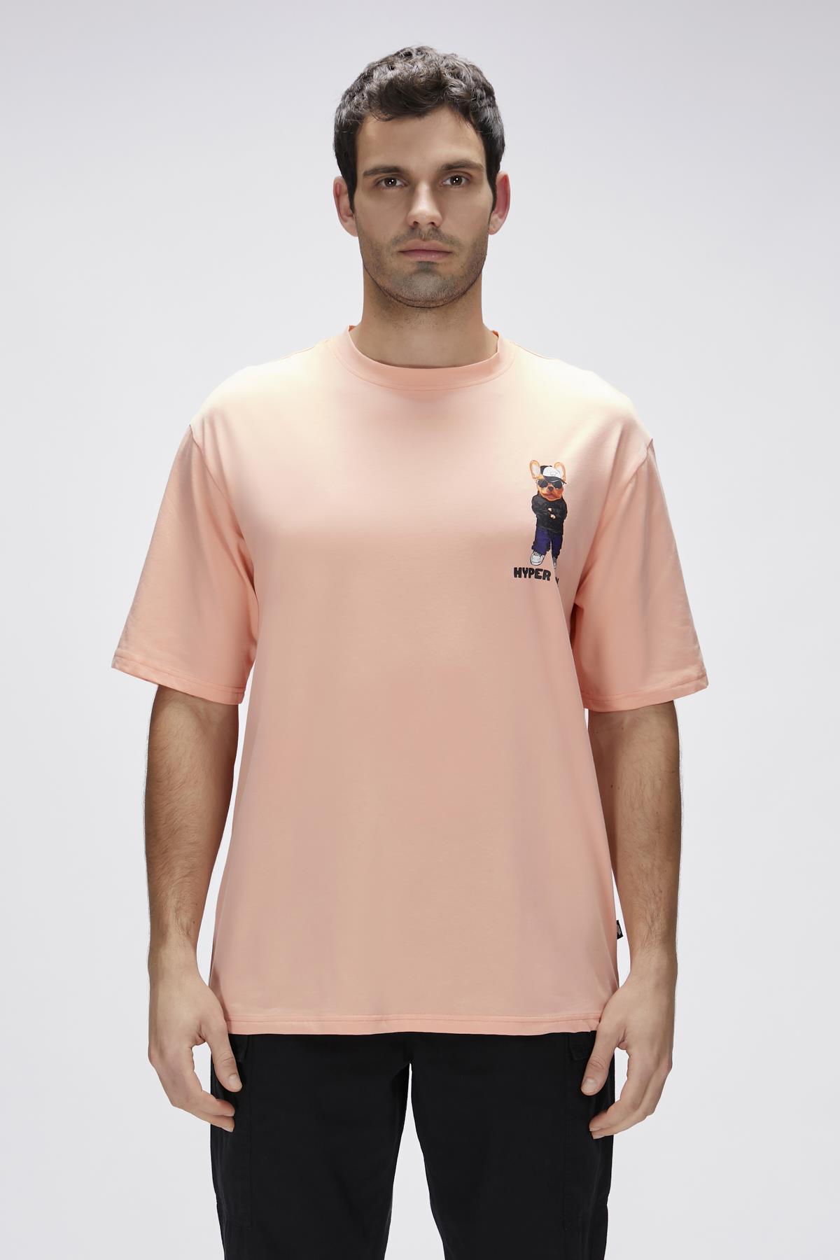 Hyper Mellow Peach Mens Printed T-Shirt