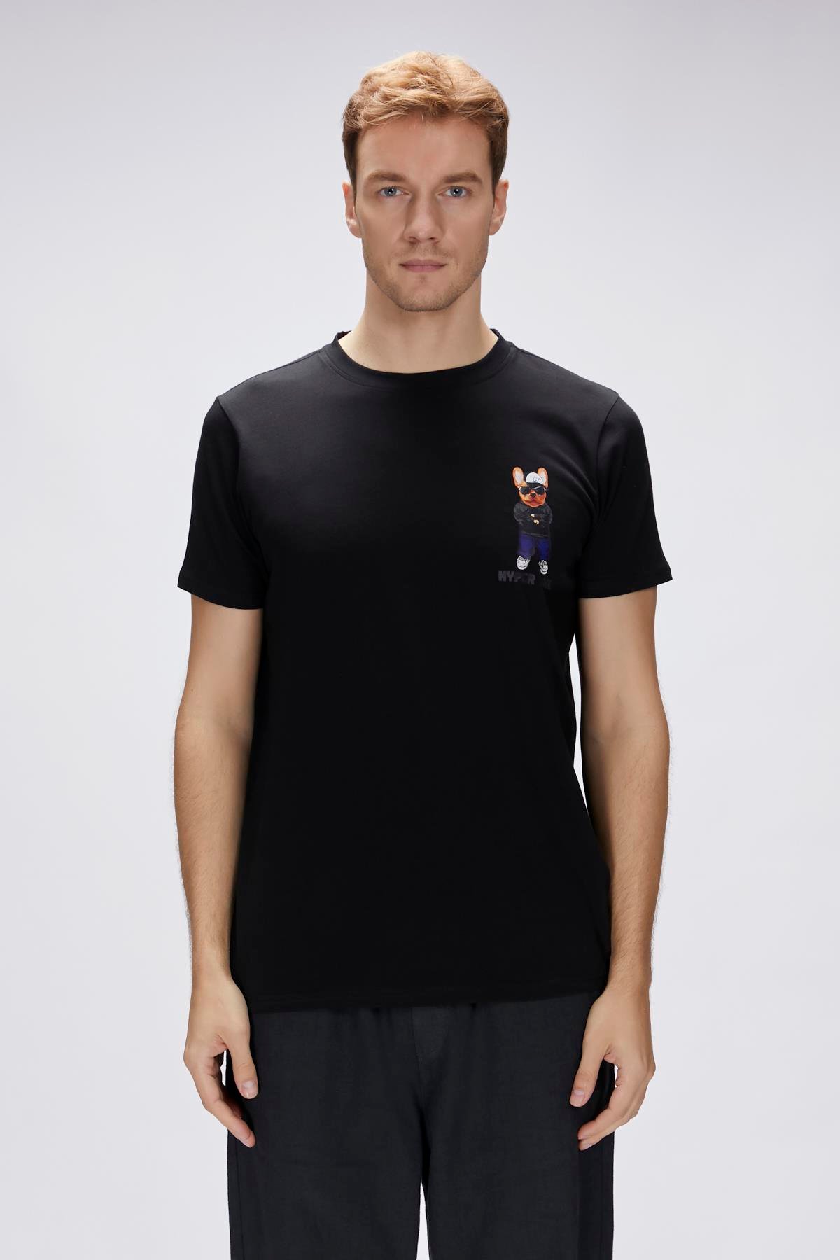 Hyper Siyah Erkek Baskılı Tişört