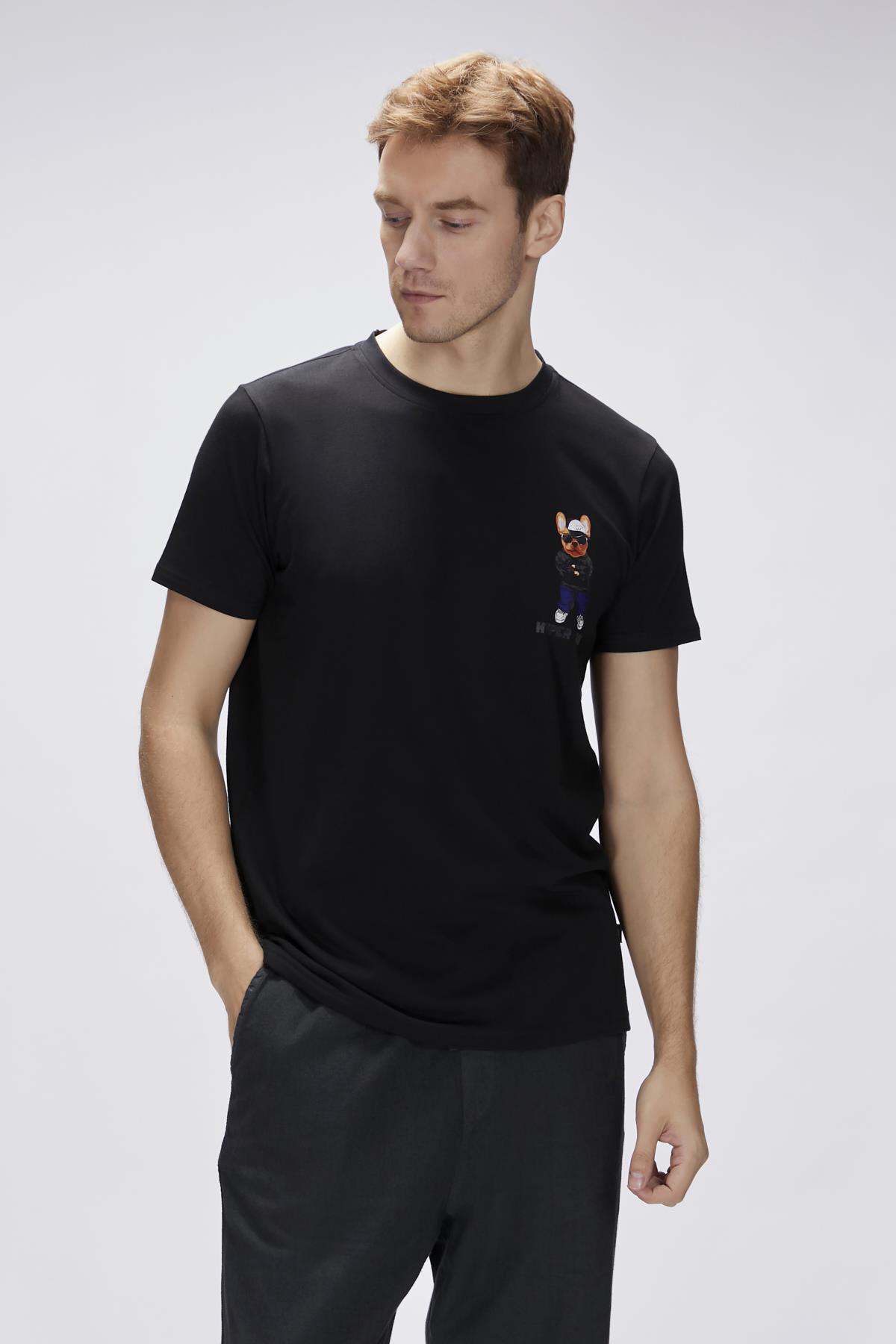 Hyper Siyah Erkek Baskılı Tişört