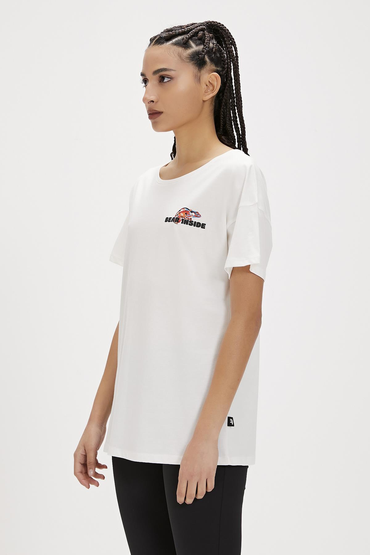 Ina White Printed Womens T-Shirt