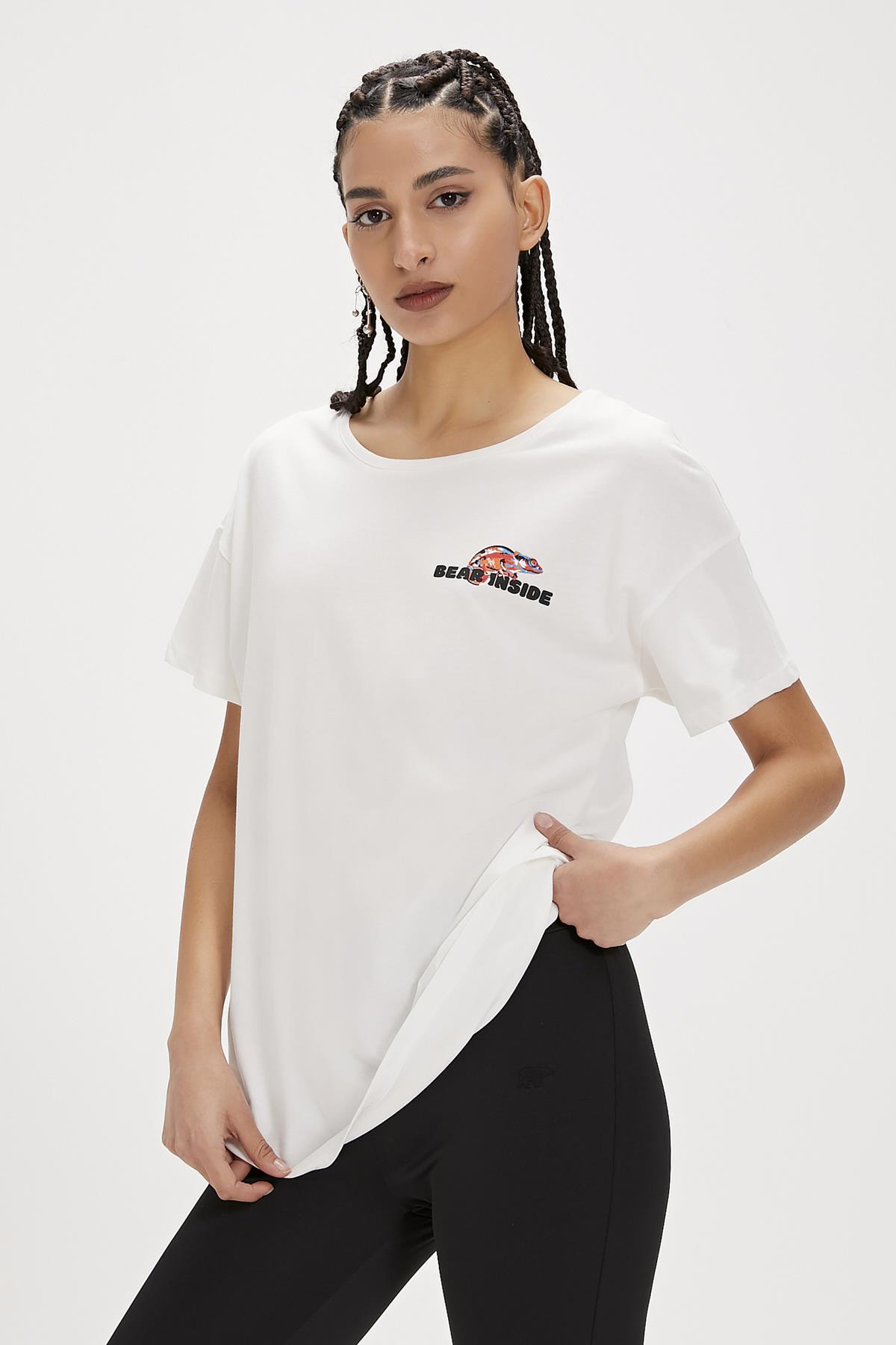 Ina White Printed Womens T-Shirt