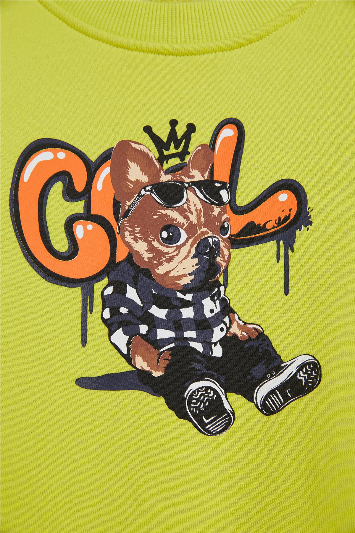 Javed Yeşil Çocuk Baskılı Sweatshirt