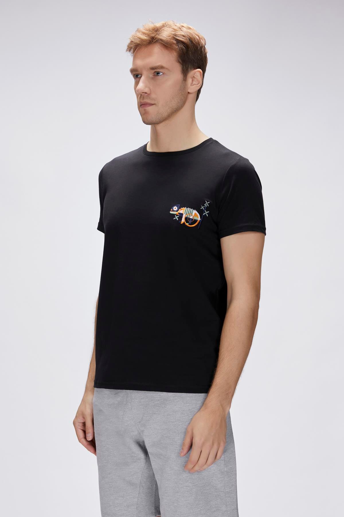 Jonah Siyah Erkek Baskılı Tişört
