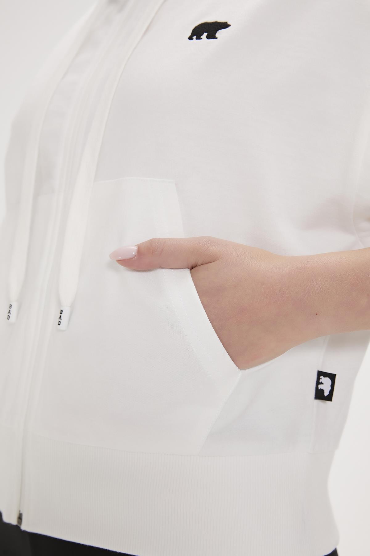 Kelly Beyaz Full-Zip Sweatshirt