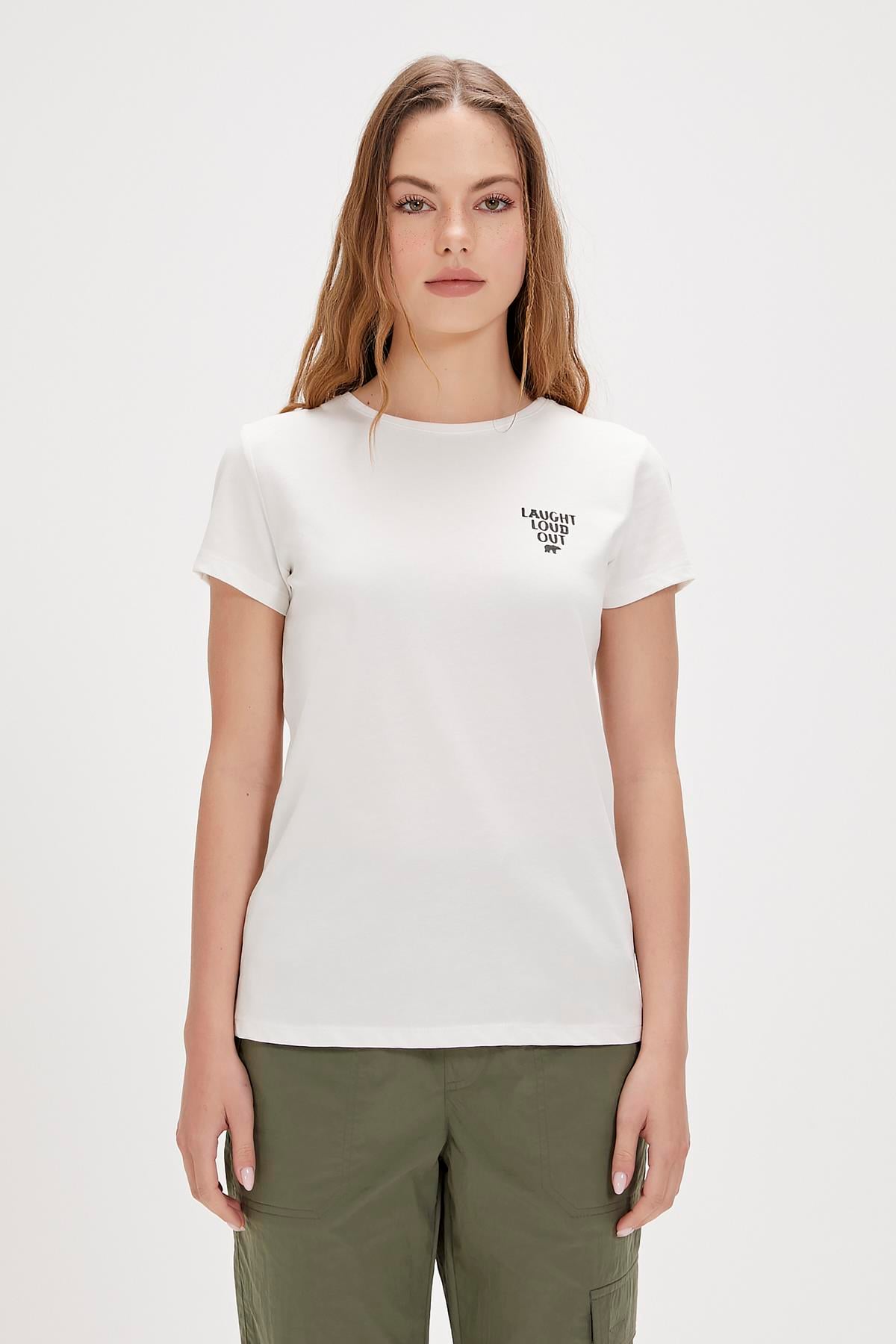 Laura Off-White Basic Womens T-Shirt