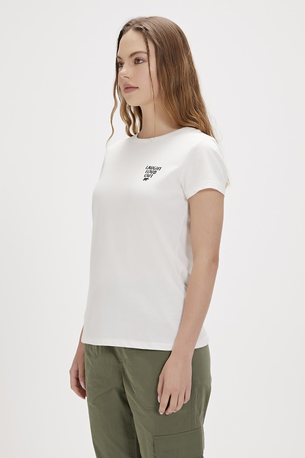 Laura Off-White Basic Womens T-Shirt