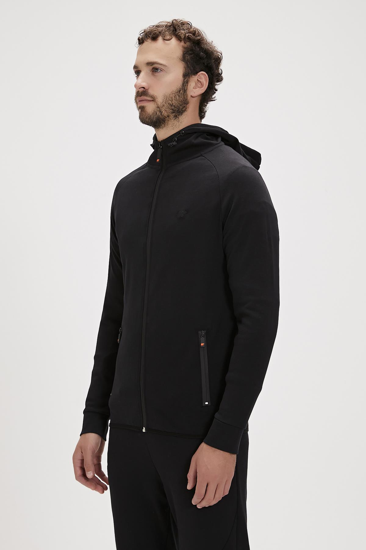 Leo Full-Zip Hoodie Siyah Fermuarlı Kapüşonlu Erkek Sweatshirt