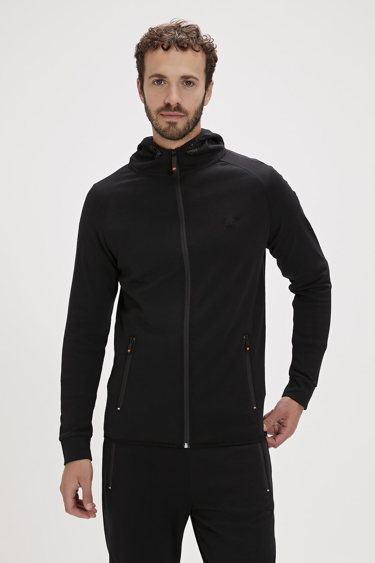 Leo Full-Zip Hoodie Siyah Fermuarlı Kapüşonlu Erkek Sweatshirt