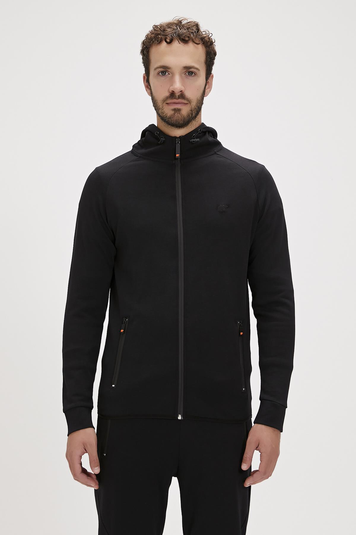 Leo Full-Zip Hoodie Siyah Fermuarlı Kapüşonlu Erkek Sweatshirt