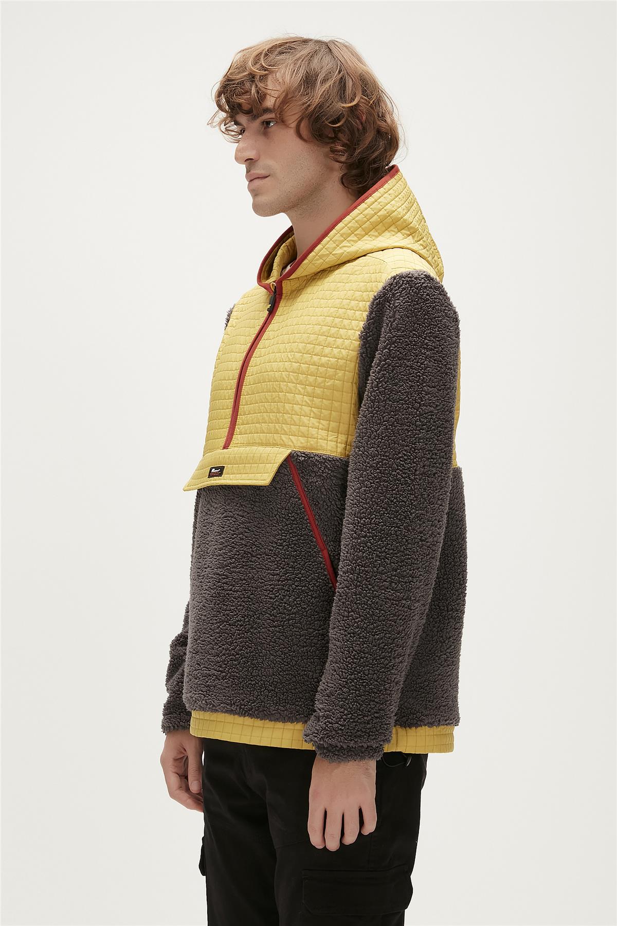 Leonard Plush Half-Zip Antrasit Peluş  Erkek Kapüşonlu Sweatshirt