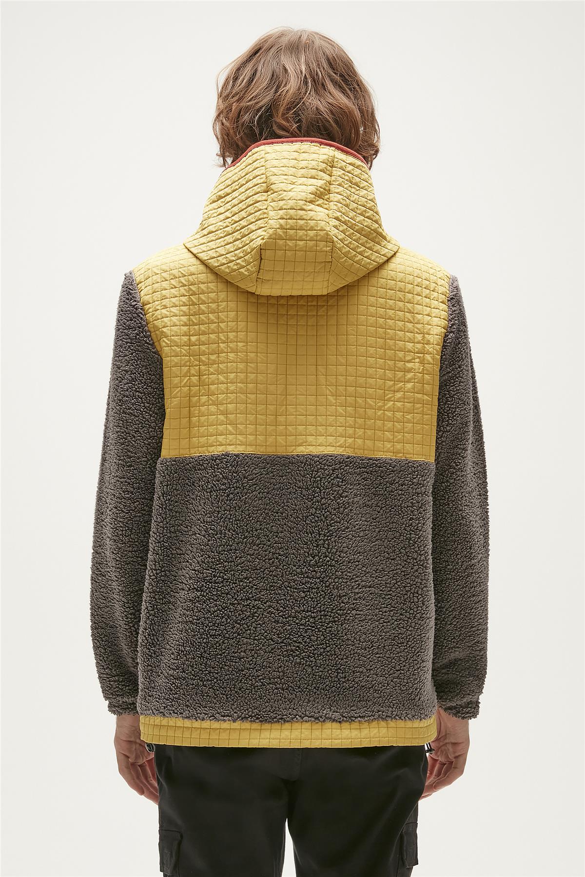 Leonard Plush Half-Zip Antrasit Peluş  Erkek Kapüşonlu Sweatshirt