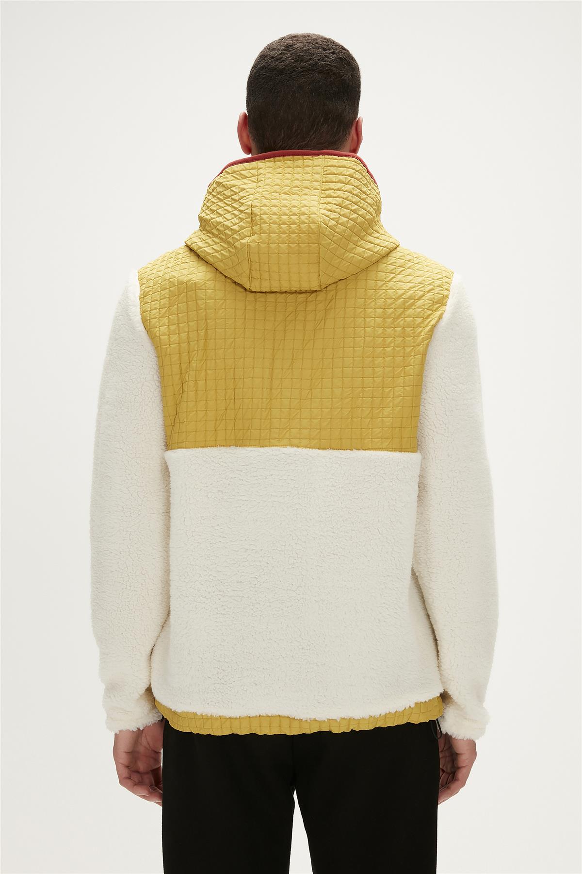 Leonard Plush Half-Zip Marshmallow Beyaz Peluş Erkek Kapüşonlu Sweatshirt