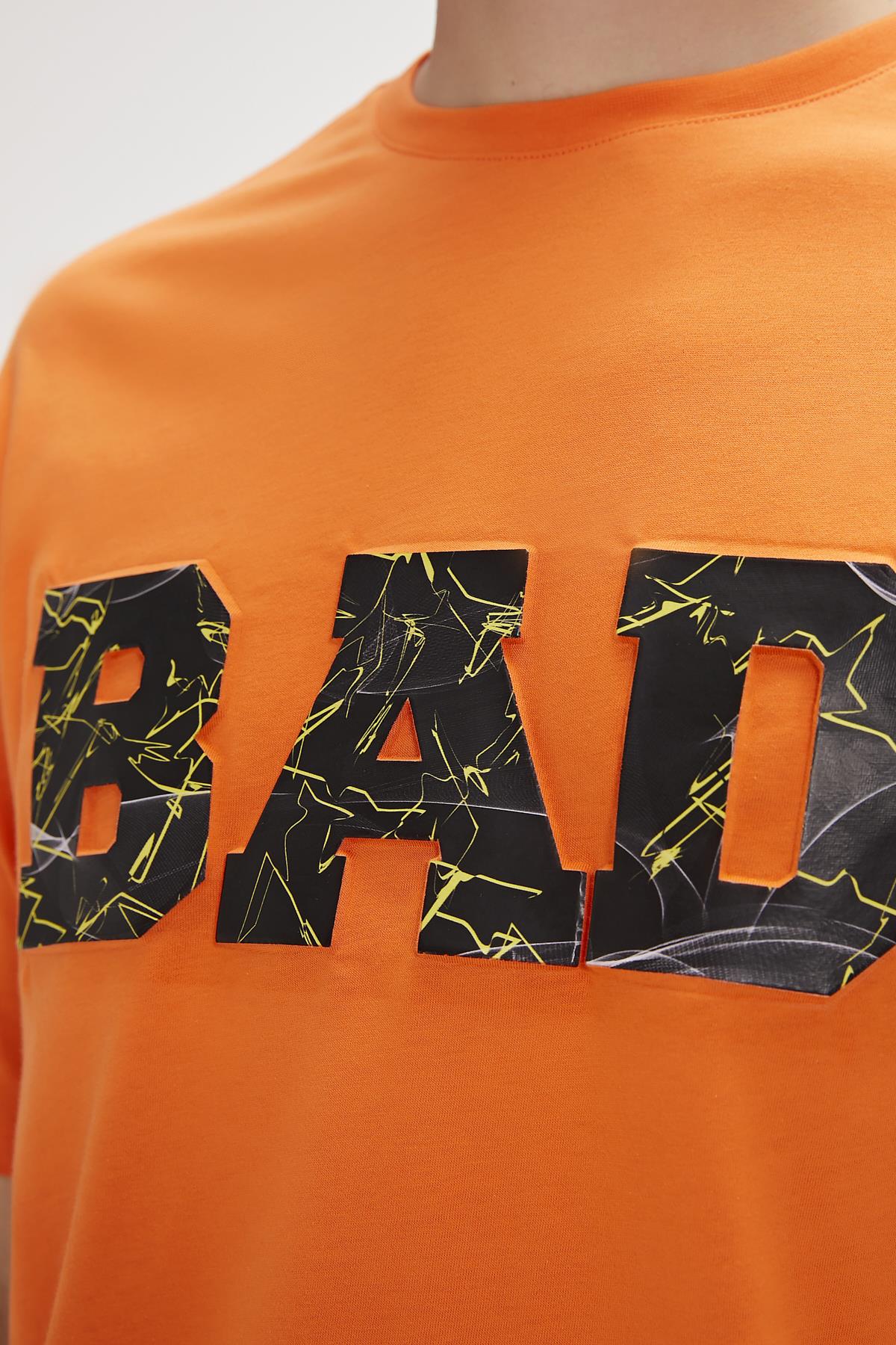 Levin Turuncu Baskılı Oversize Erkek Tişört