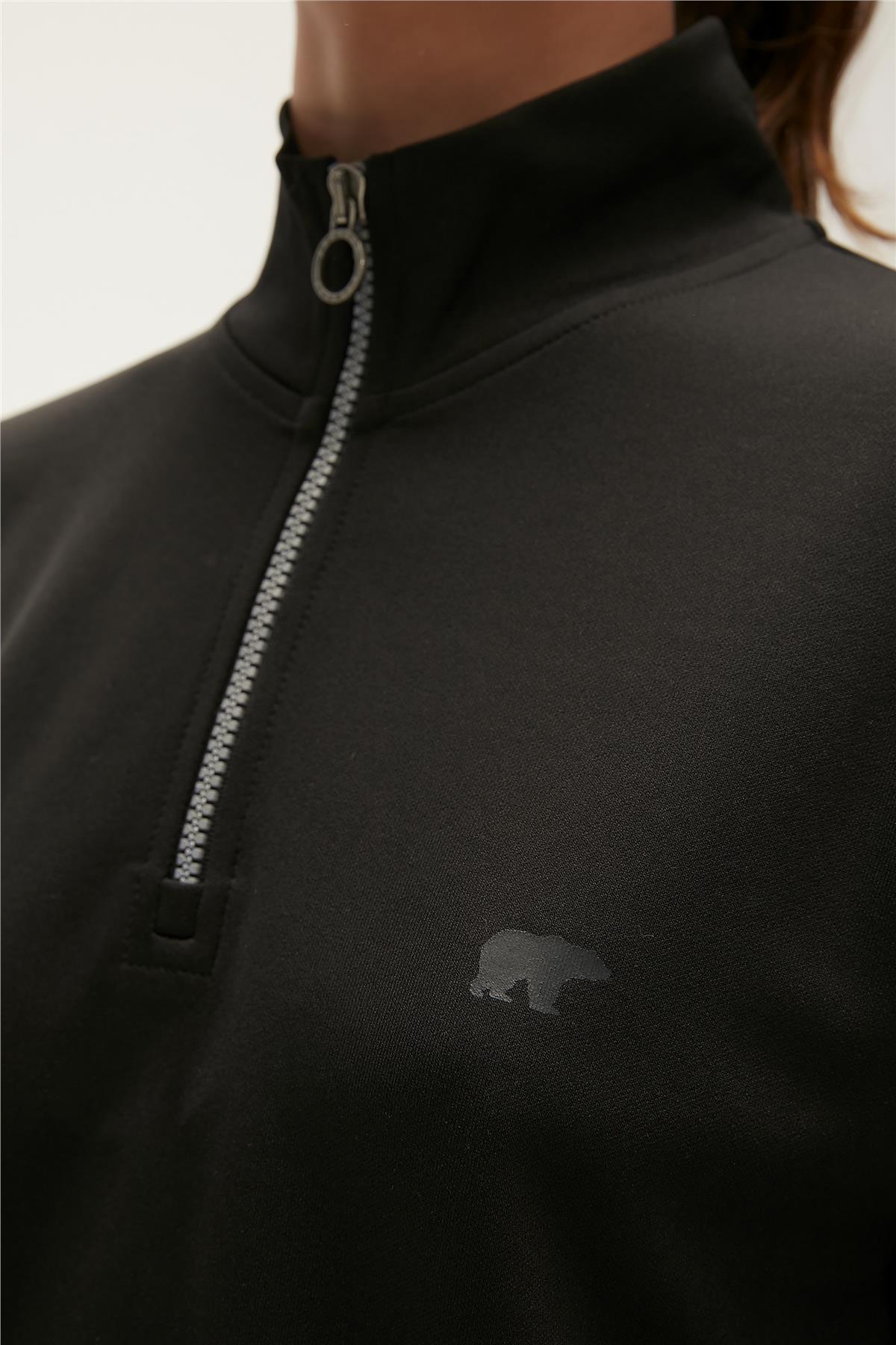 Lexi Black Womens Half-Zip Sweatshirt