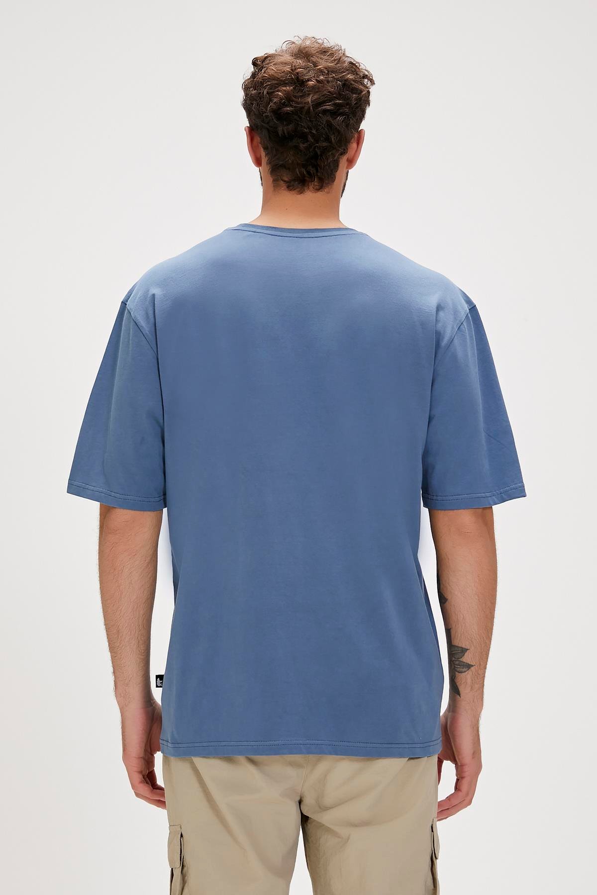 Liber Element Mavi Logo Baskılı Basic Erkek Tişört