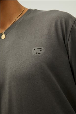 Liber Oversize T-Shirt Koyu Gri Basic Erkek Tişört 