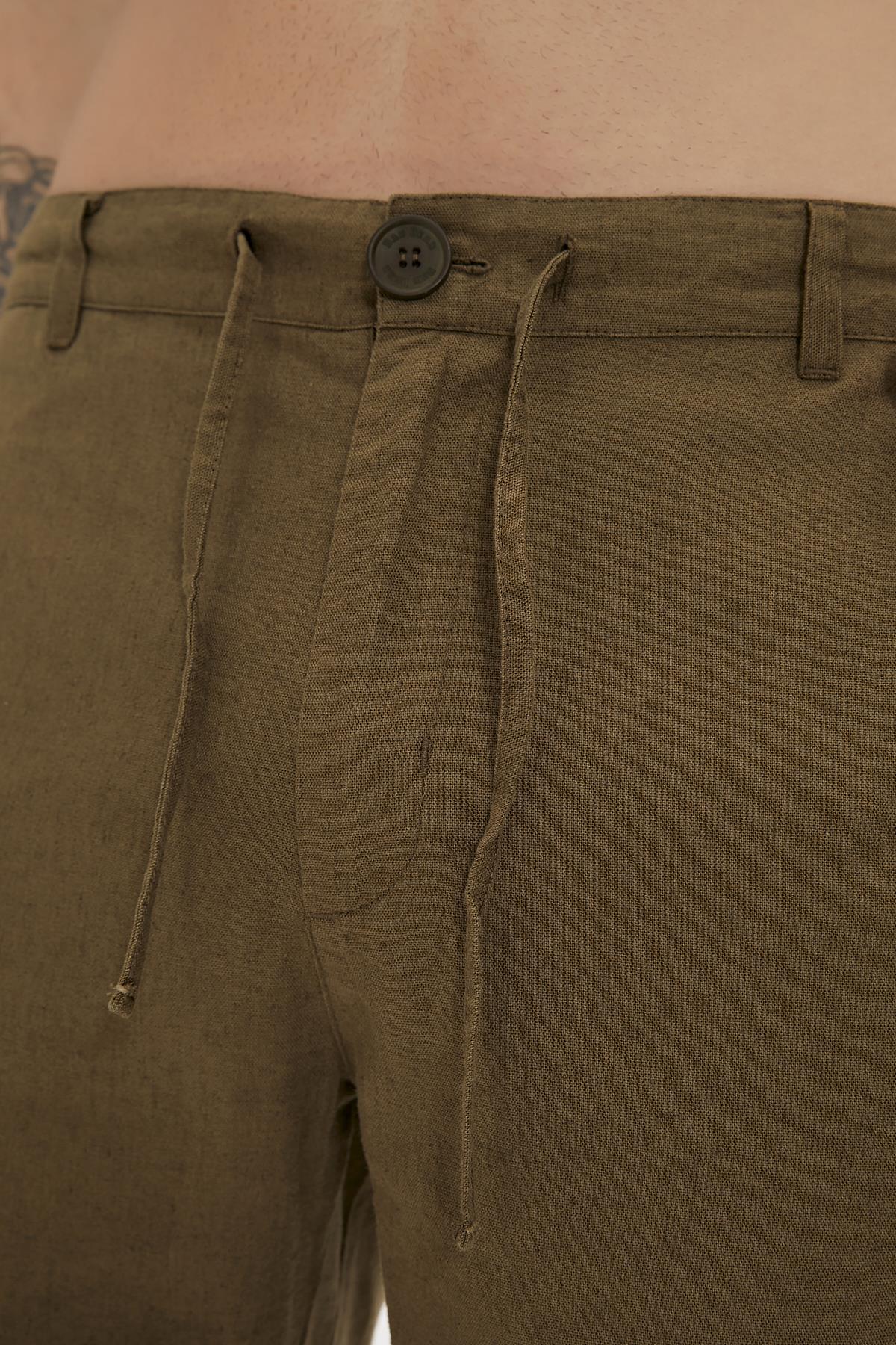 Lyne Haki Yandan Cepli Erkek Şort