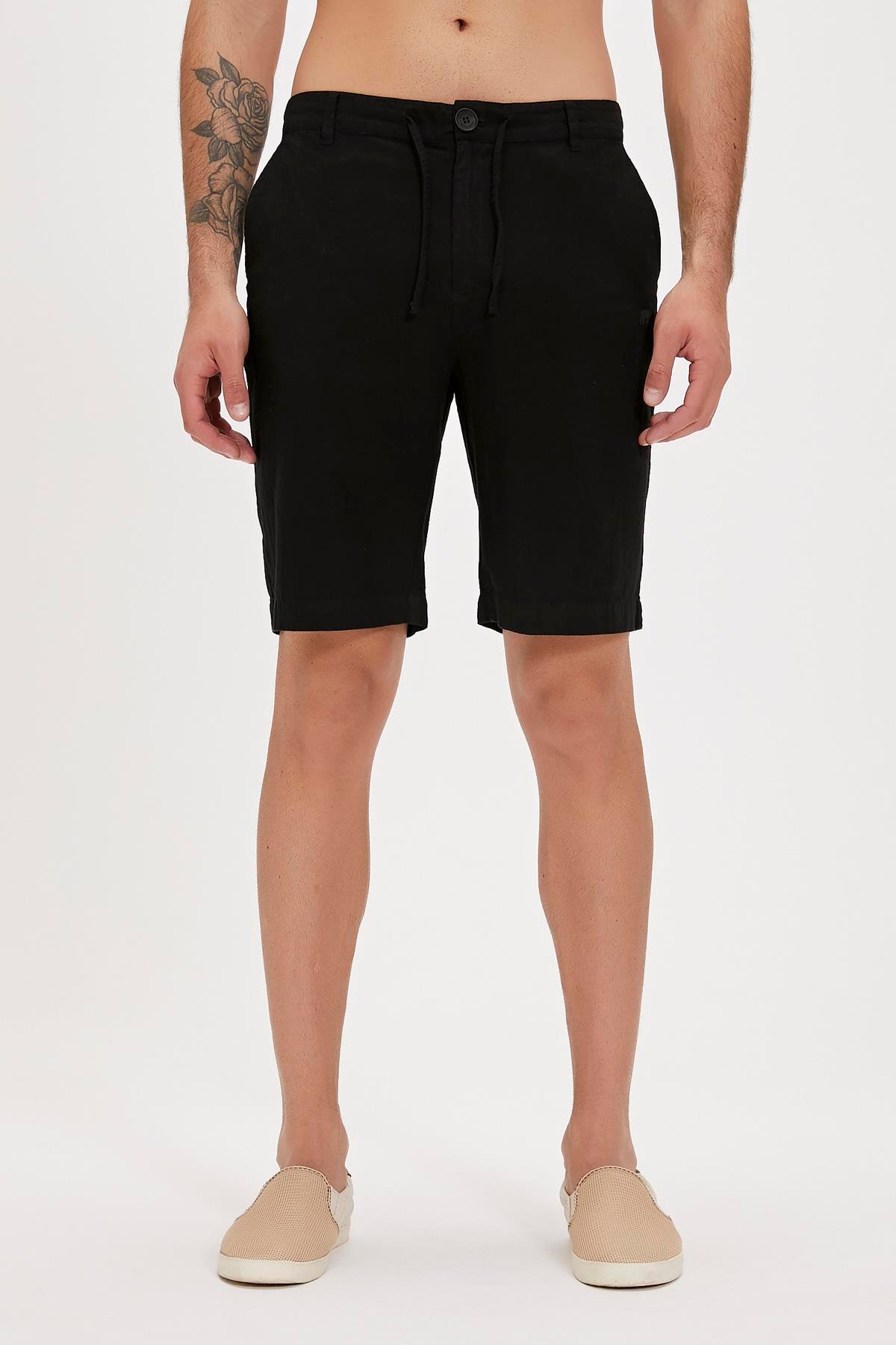 Lyne Siyah Yandan Cepli Erkek Şort