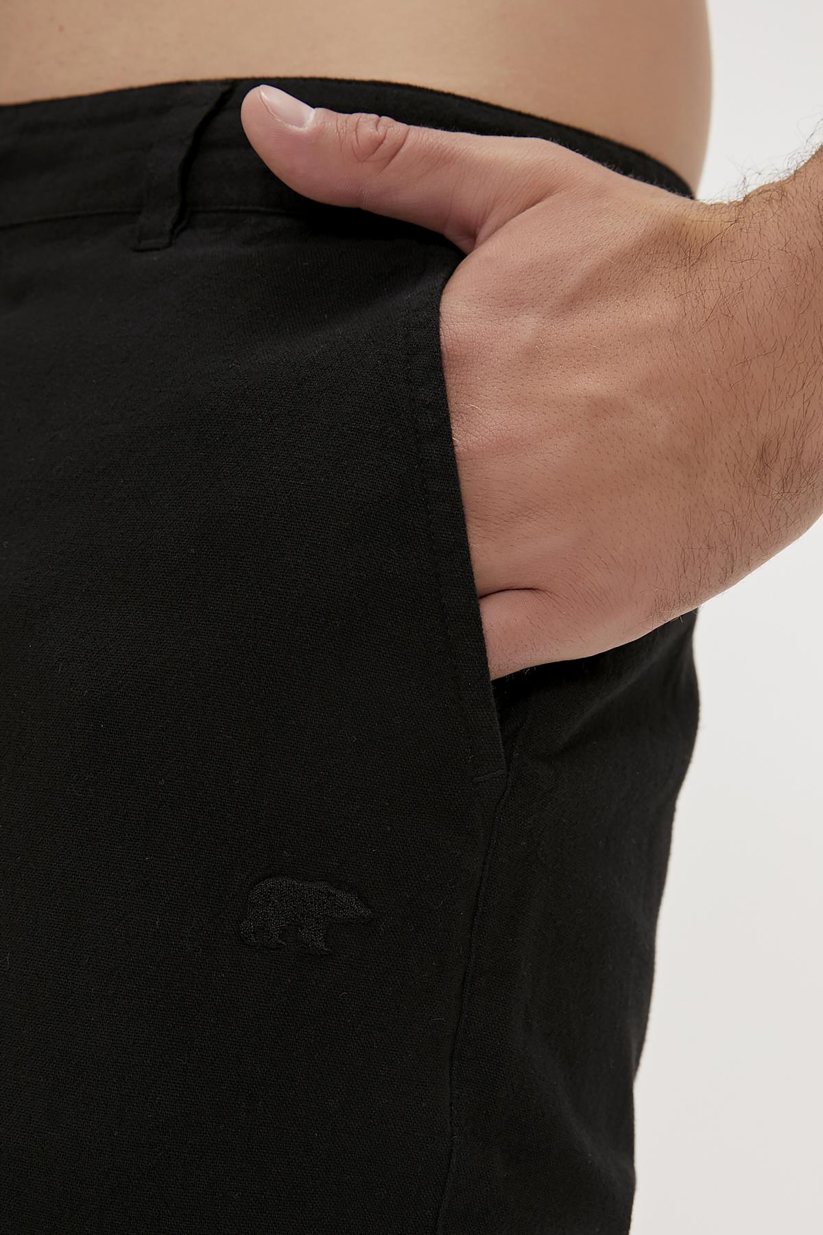 Lyne Siyah Yandan Cepli Erkek Şort