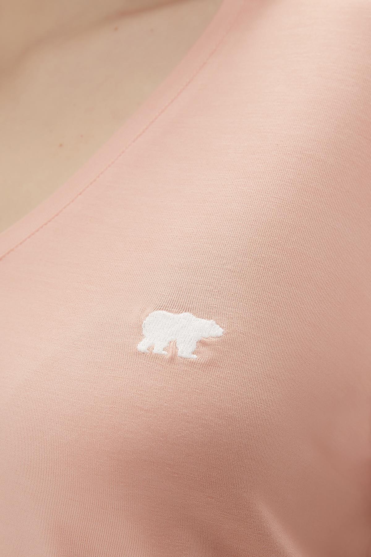 Menas Pembe V Yaka Kadın Tişört