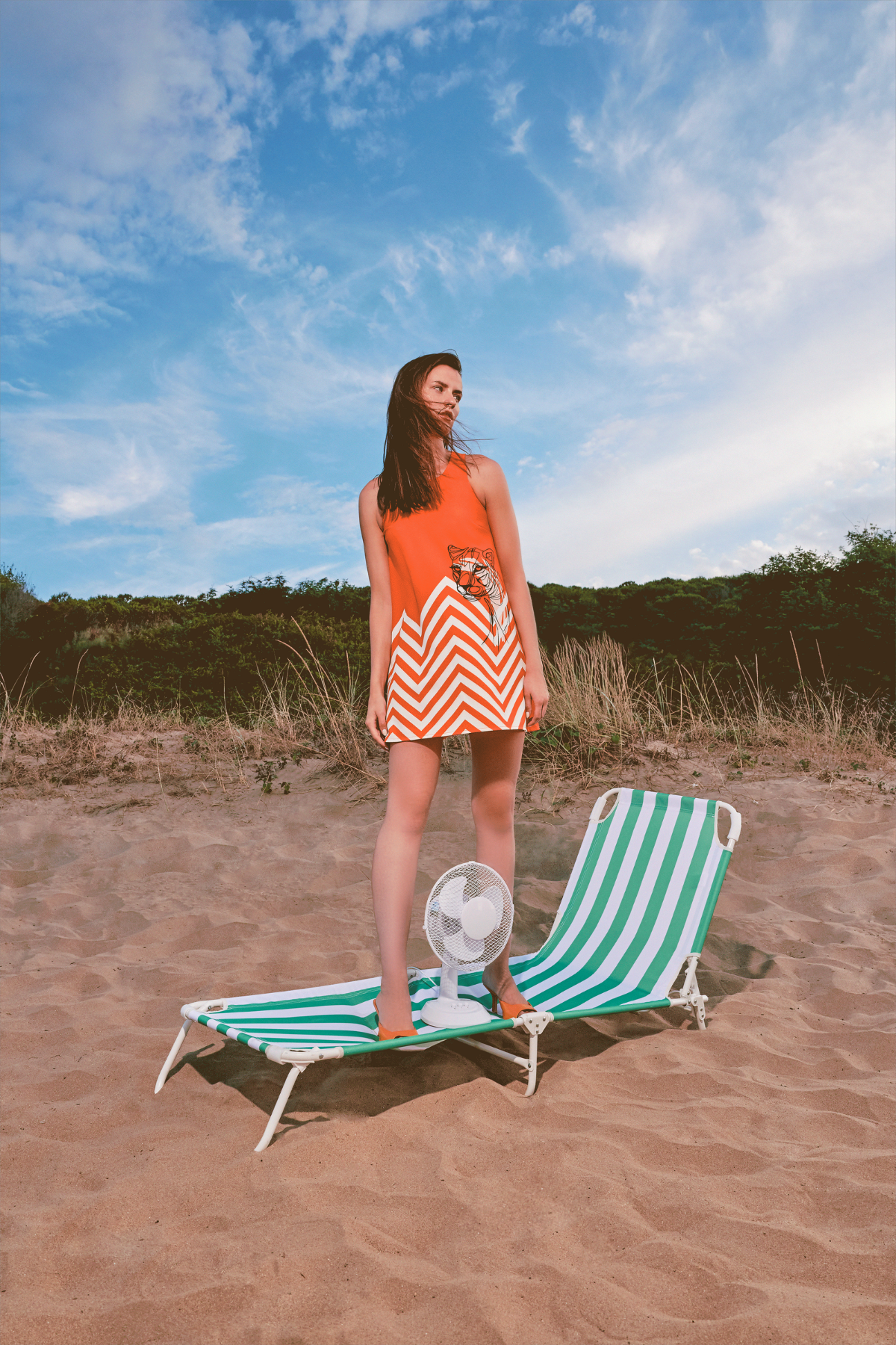 Misty Orange Womens Dress