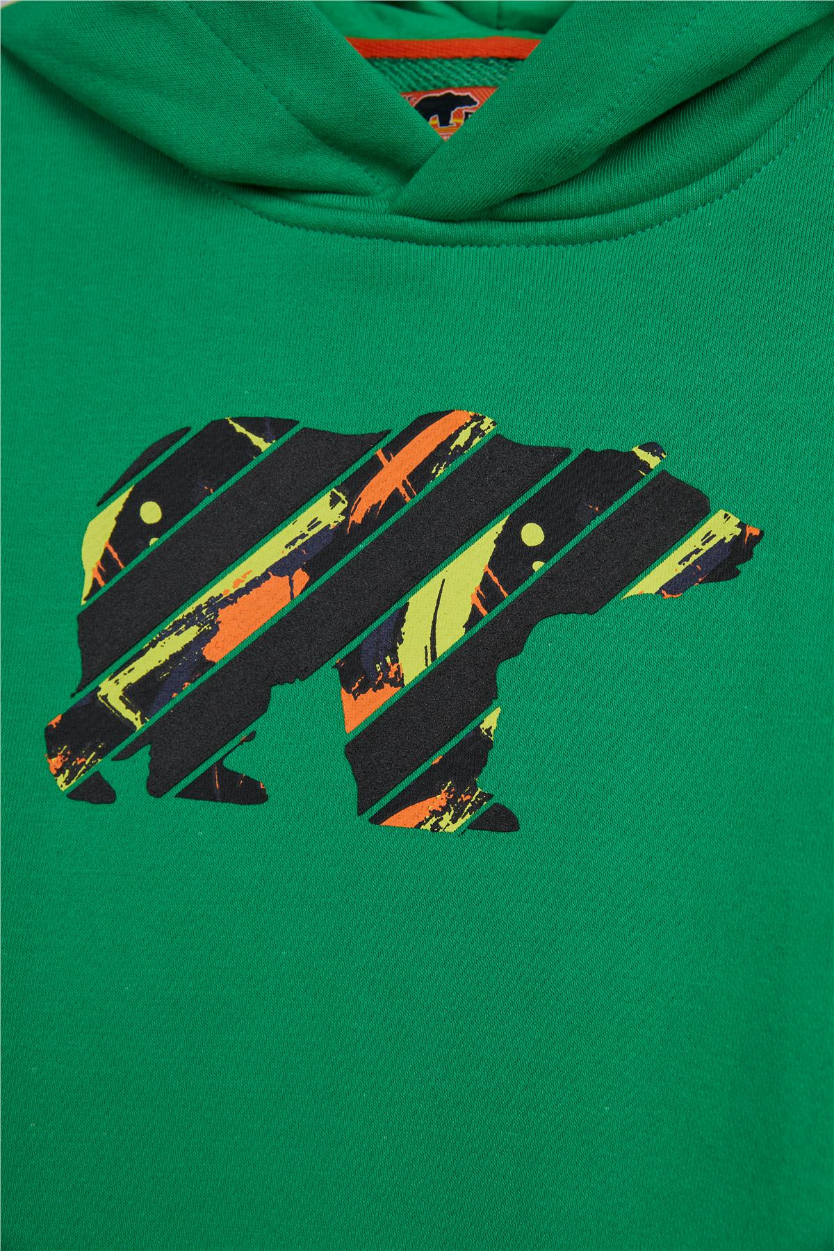 Mono Yeşil Çocuk Kapüşonlu Sweatshirt