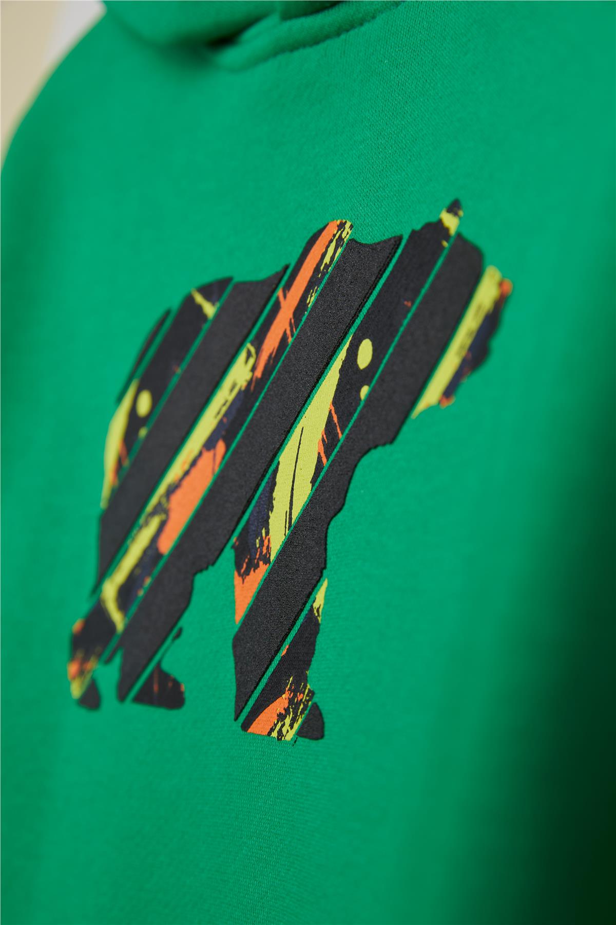 Mono Yeşil Çocuk Kapüşonlu Sweatshirt