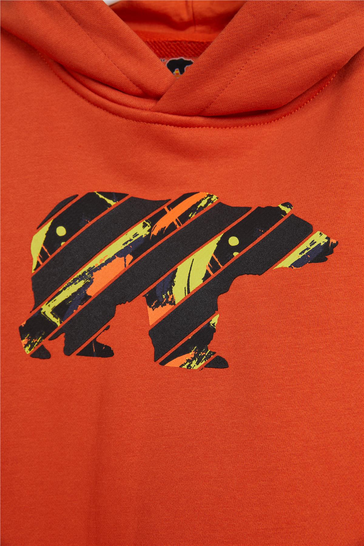 Mono Turuncu Çocuk Kapüşonlu Sweatshirt