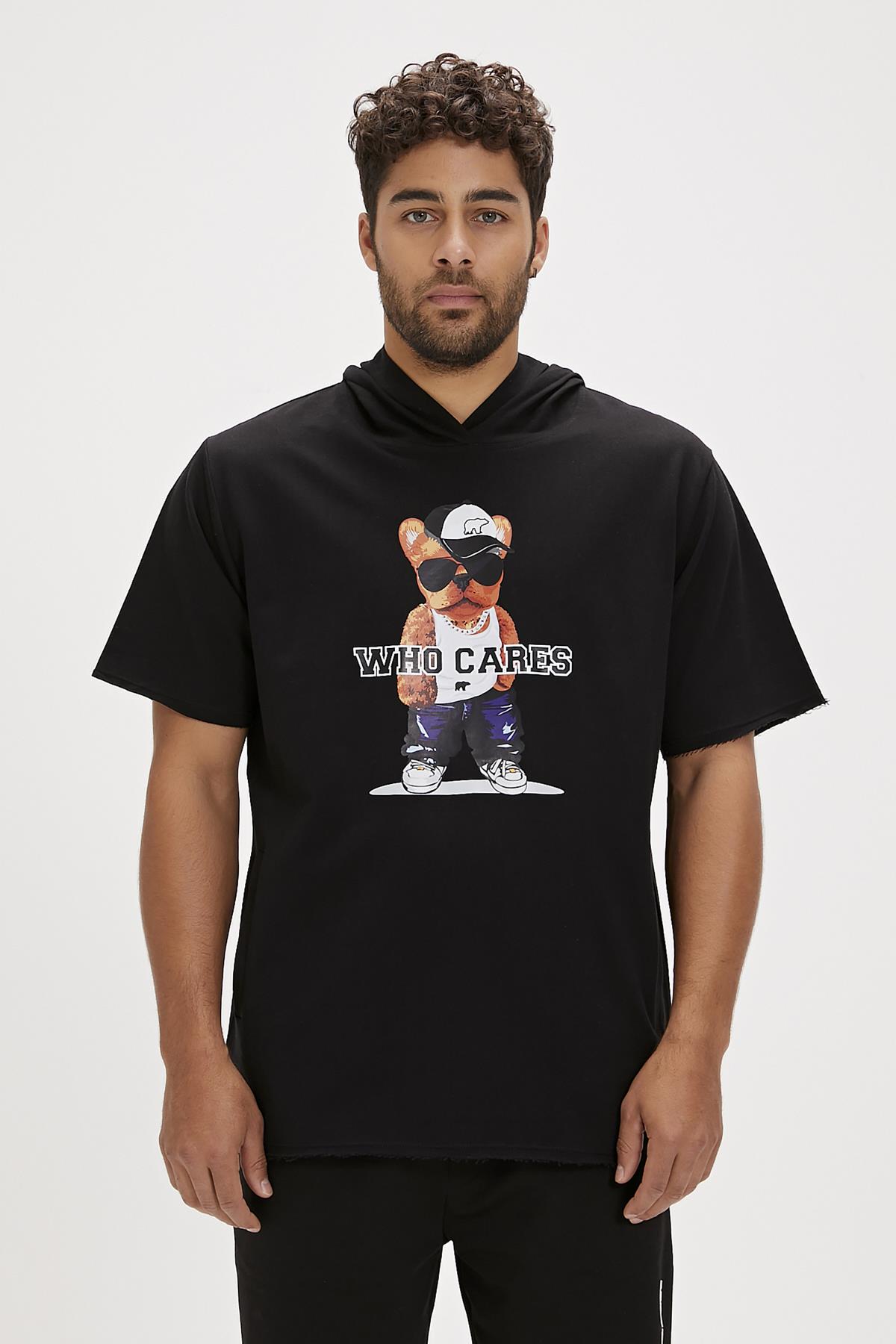 Mood Siyah Erkek Baskılı Hoodie Sweatshirt