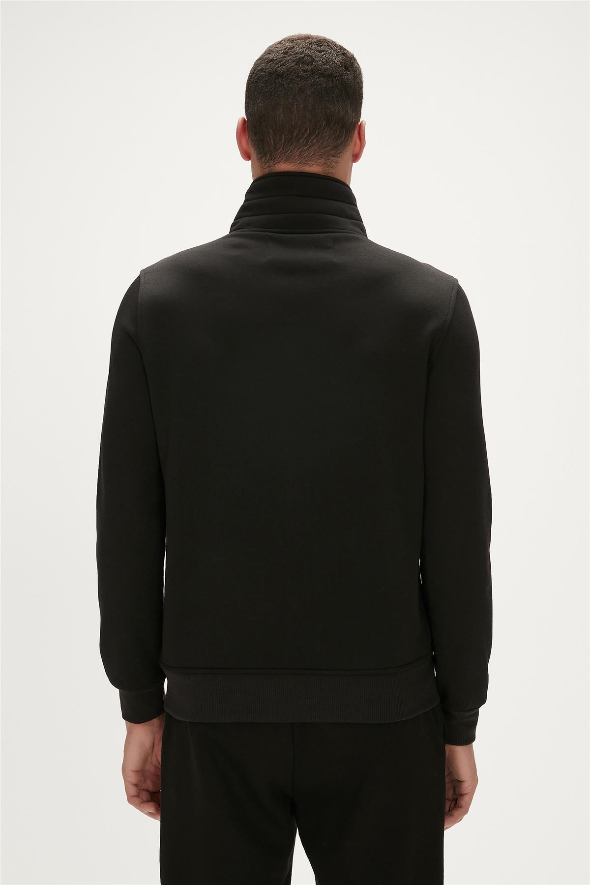 More Bear Full-Zip Hoodie Siyah Fermuarlı Erkek Sweatshirt 