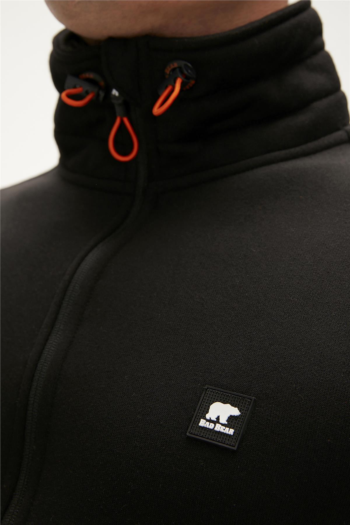 More Bear Full-Zip Hoodie Siyah Fermuarlı Erkek Sweatshirt 