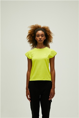 Mudra T-Shirt Sülfür Yeşil Basic Kadın Tişört