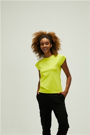 Mudra T-Shirt Sülfür Yeşil Basic Kadın Tişört