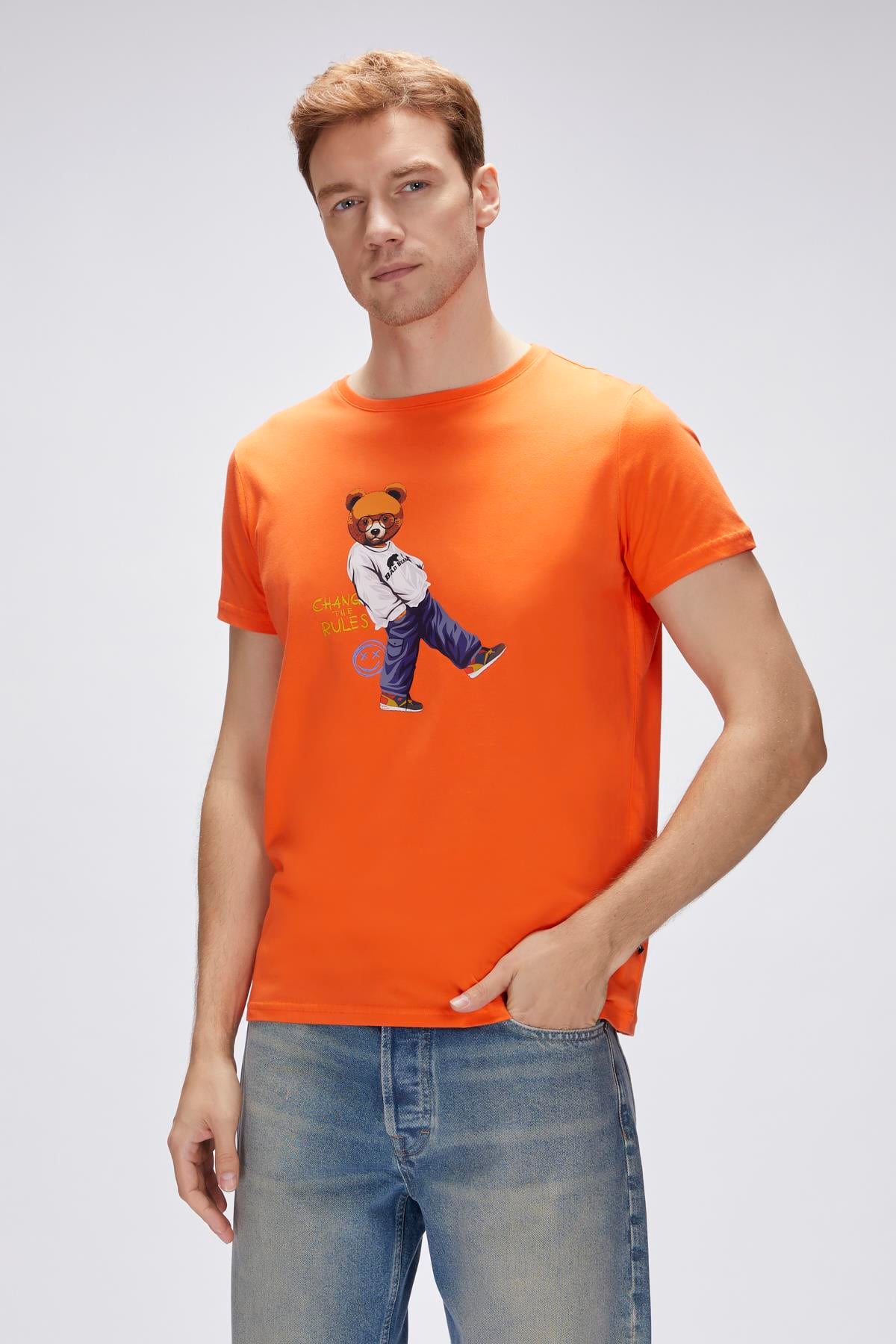 Nash Orange Mens Printed T-Shirt