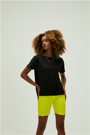Nidra T-Shirt Siyah Basic Kadın Tişört