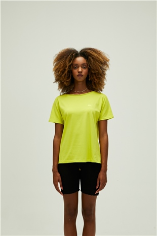 Nidra T-Shirt Sülfür Yeşil Basic Kadın Tişört