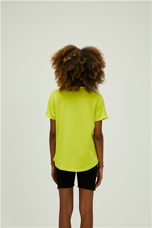 Nidra T-Shirt Sülfür Yeşil Basic Kadın Tişört