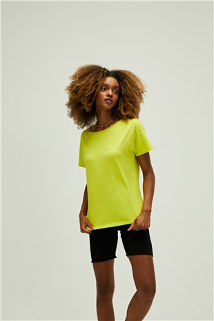 Nidra T-Shirt Sülfür Yeşil Basic Kadın Tişört