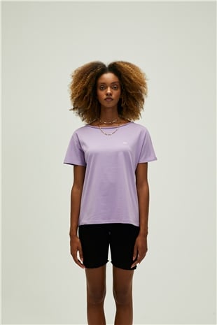 Nidra T-Shirt Lavanta Mor Basic Kadın Tişört