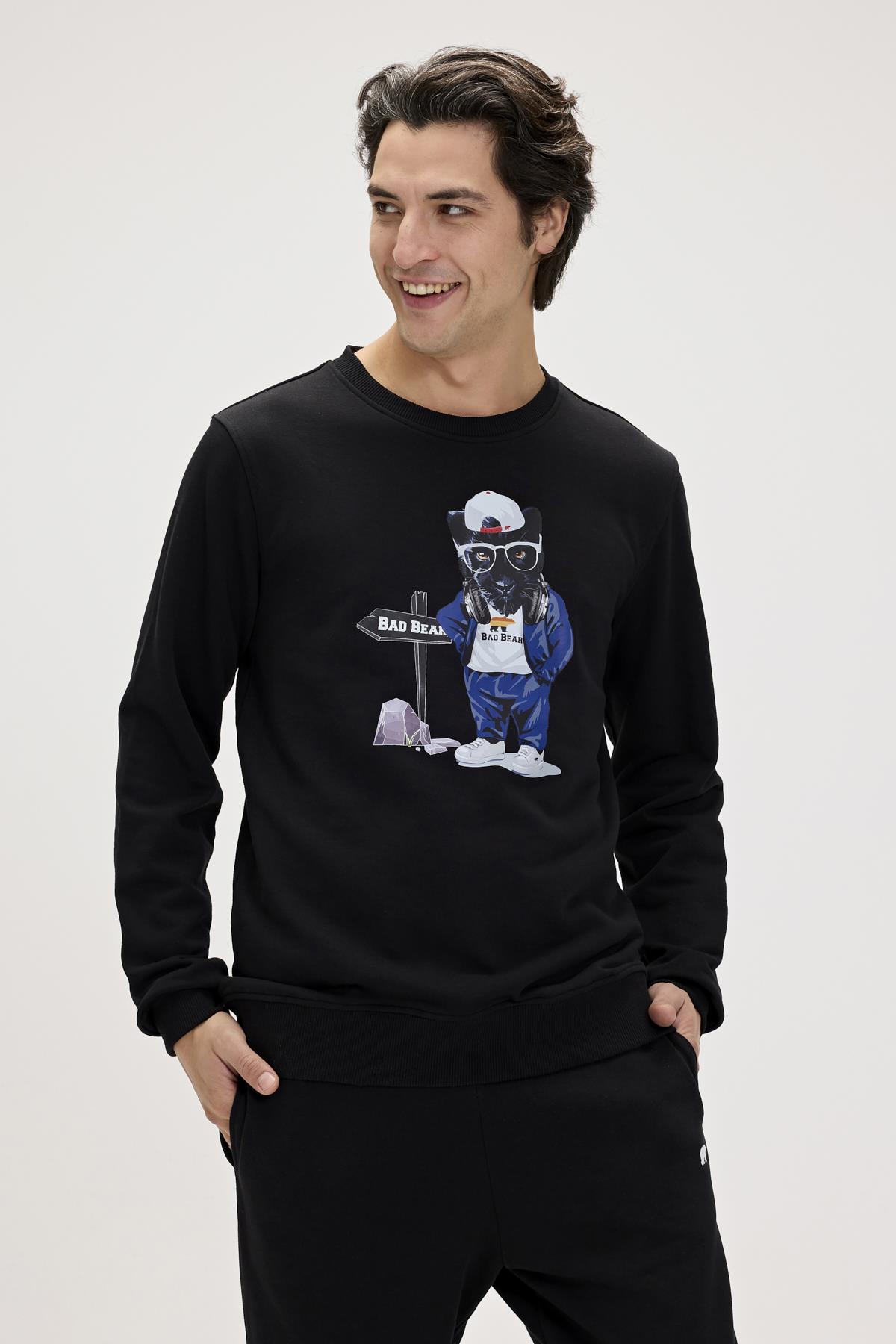 Panther Siyah Erkek Sweatshirt