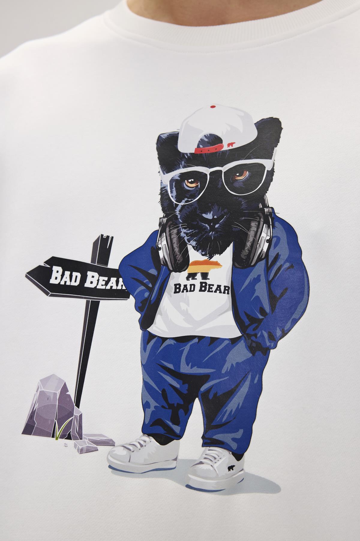 Panther Beyaz Erkek Sweatshirt