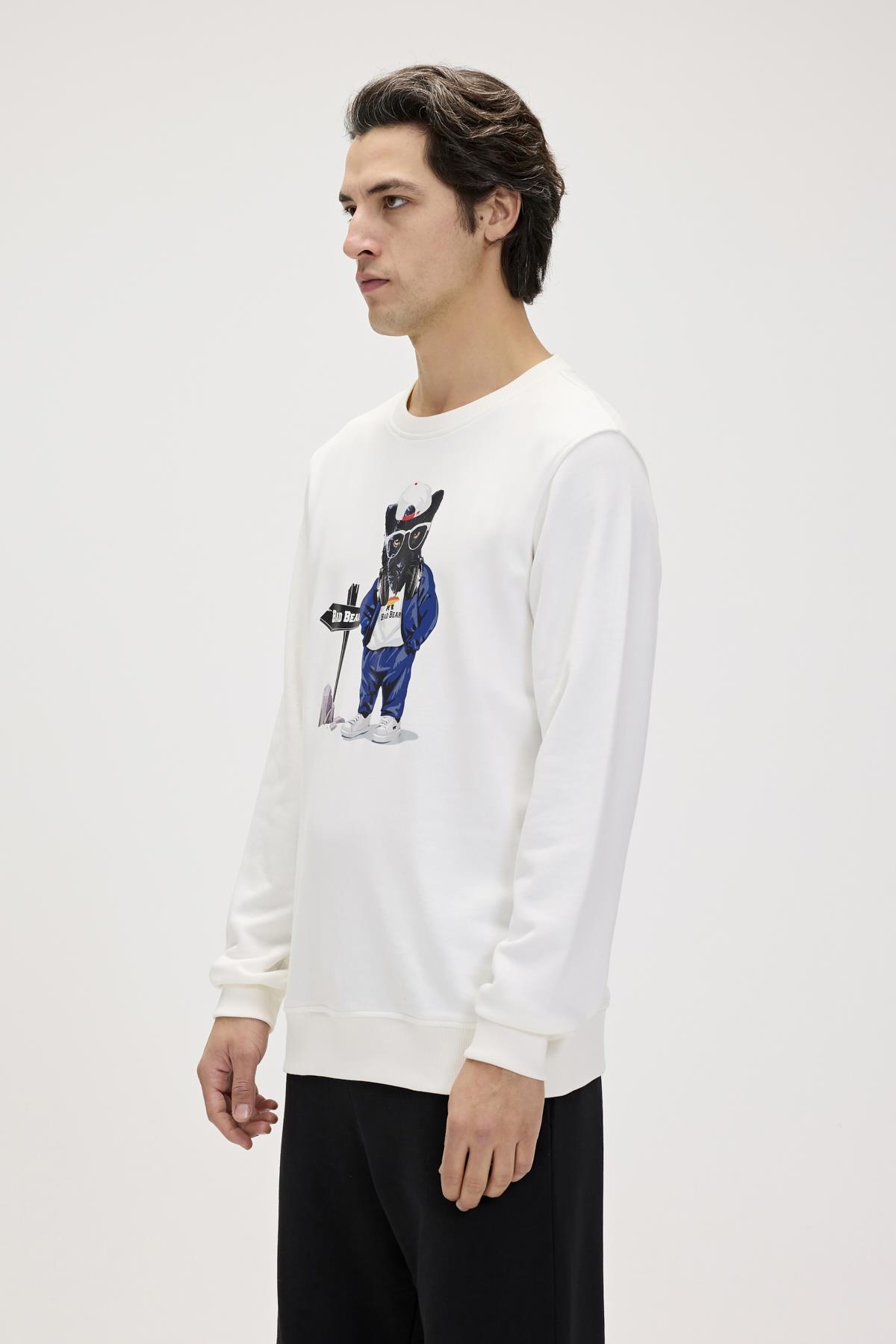 Panther Beyaz Erkek Sweatshirt