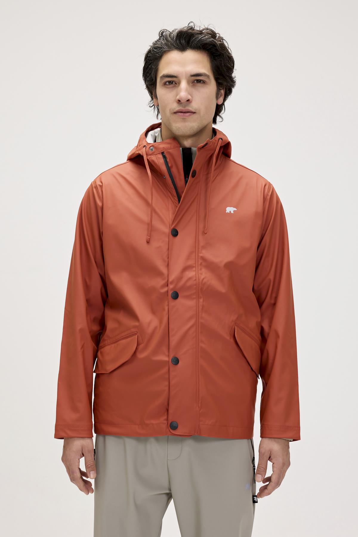 Patrol Raincoat Ginger Tarçın  Erkek Kapüşonlu Yağmurluk 