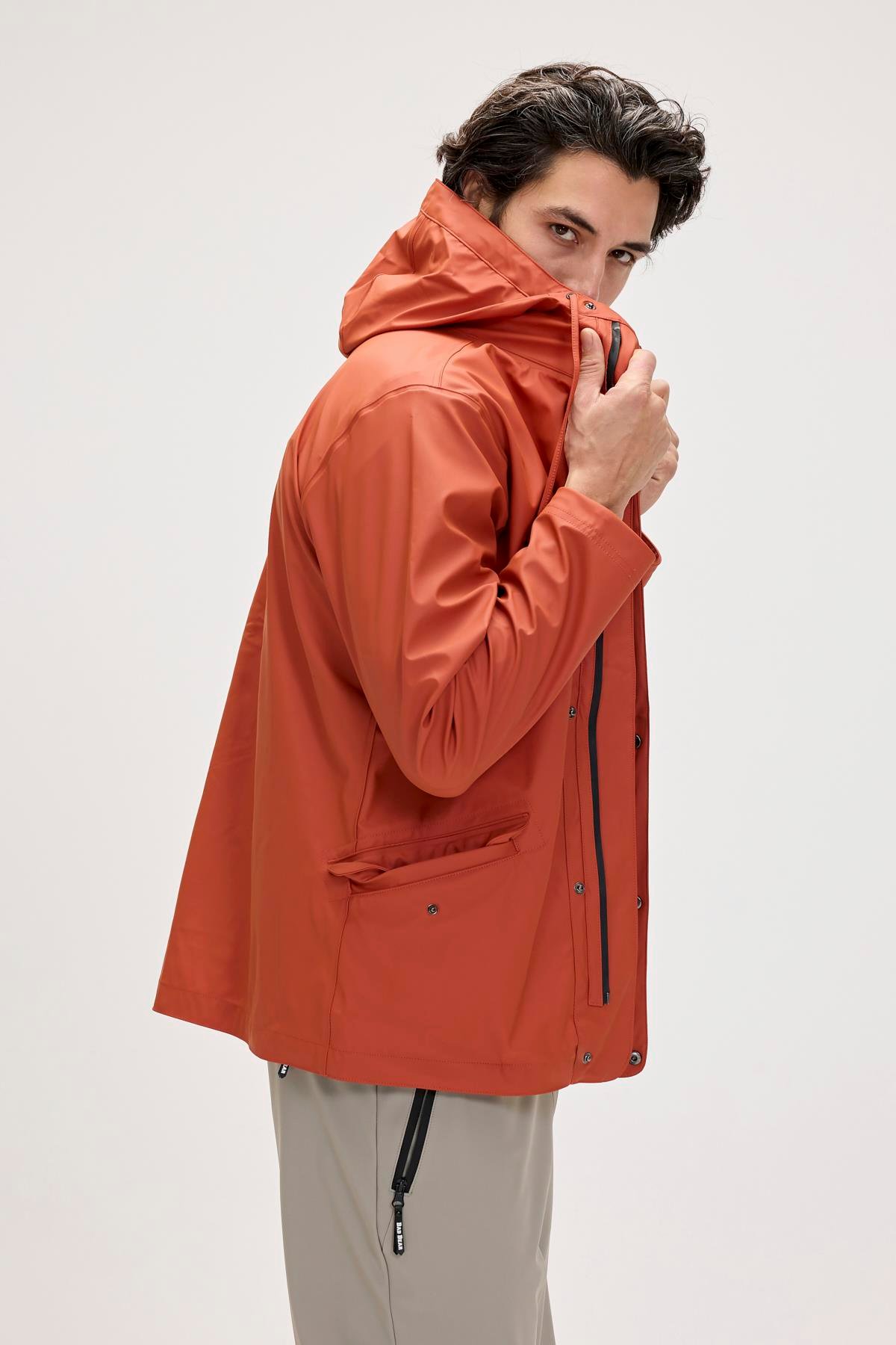 Patrol Raincoat Ginger Tarçın  Erkek Kapüşonlu Yağmurluk 